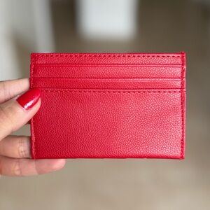 New Red leather slim small Id card Holder Wallet